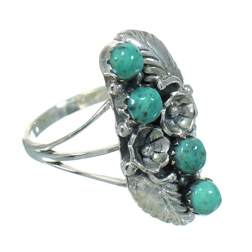 Southwest Sterling Silver Turquoise Flower Ring Size 7-1/2 YX81064