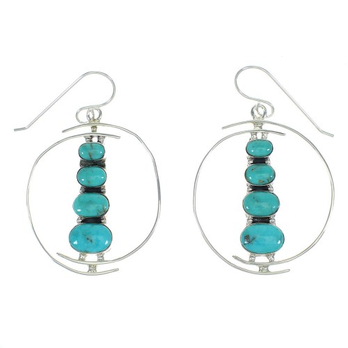 Turquoise Authentic Sterling Silver Hook Dangle Earrings RX65138