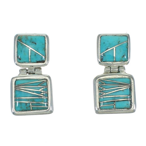 Silver Turquoise Post Dangle Earrings YX78735
