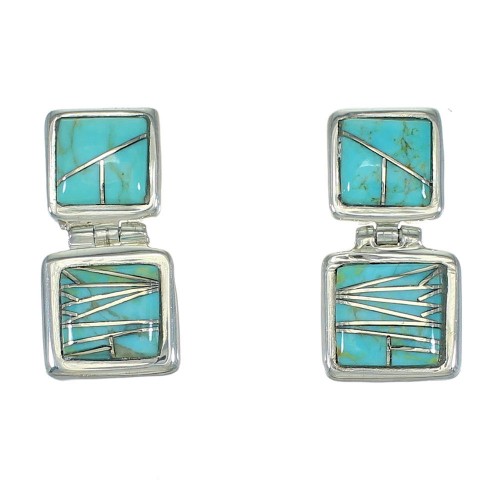 Silver And Turquoise Post Dangle Earrings YX78739