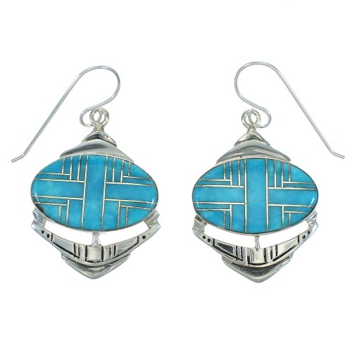 Silver Turquoise Hook Dangle Earrings YX78760