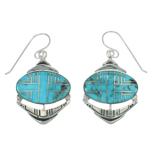 Sterling Silver And Turquoise Hook Dangle Earrings YX78765