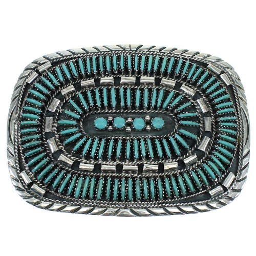 Sterling Silver Turquoise Needlepoint Belt Buckle VX64695