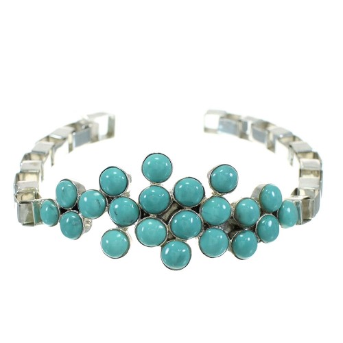 Turquoise And Sterling Silver Southwest Jewelry Link Bracelet VX64891