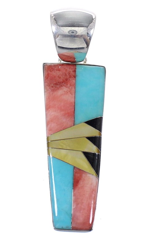 Sterling Silver Southwest Multicolor Inlay Pendant MX64798