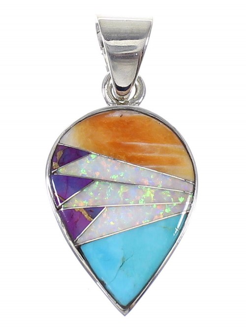 Sterling Silver Tear Drop Multicolor Jewelry Pendant MX64824