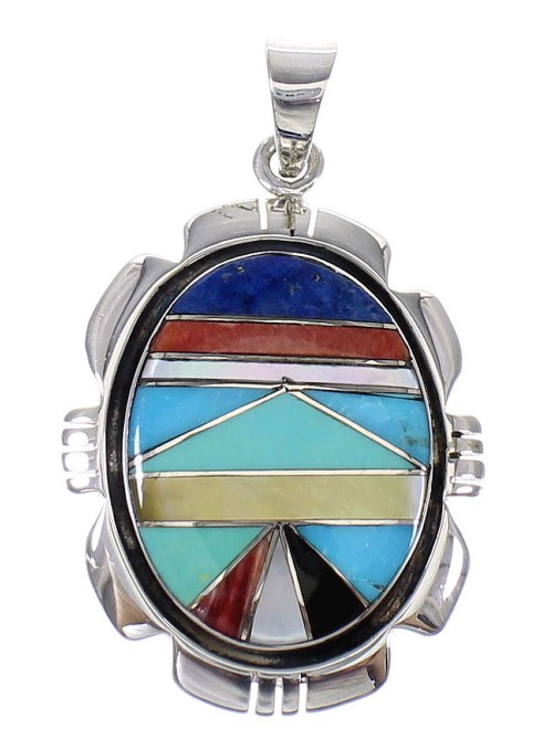 Authentic Sterling Silver Multicolor Southwest Pendant MX64933