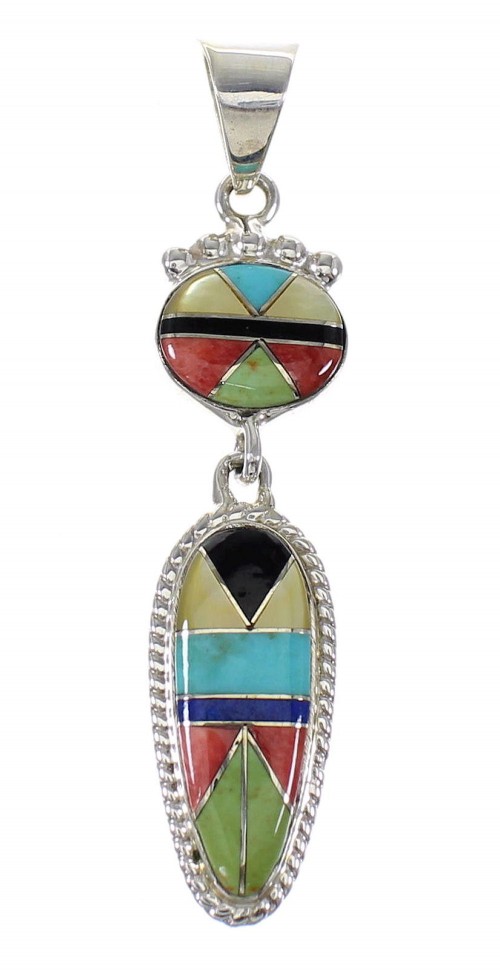Silver Multicolor Inlay Southwest Jewelry Pendant MX64944