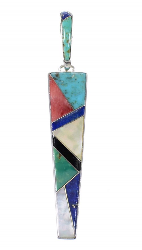 Sterling Silver Multicolor Inlay Southwest Jewelry Pendant MX64960