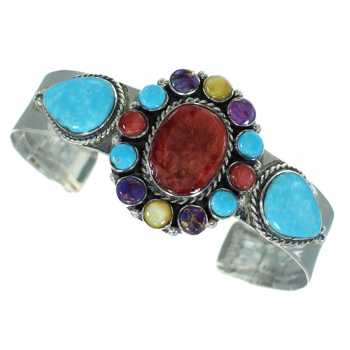 Multicolor And Authentic Sterling Silver Cuff Bracelet VX65061