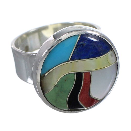 Multicolor And Genuine Sterling Silver Southwestern Ring Size 5-3/4 YX77508