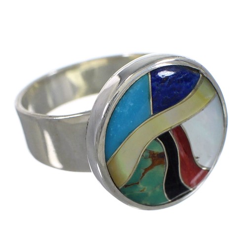 Multicolor And Authentic Sterling Silver Southwestern Ring Size 7 YX77510