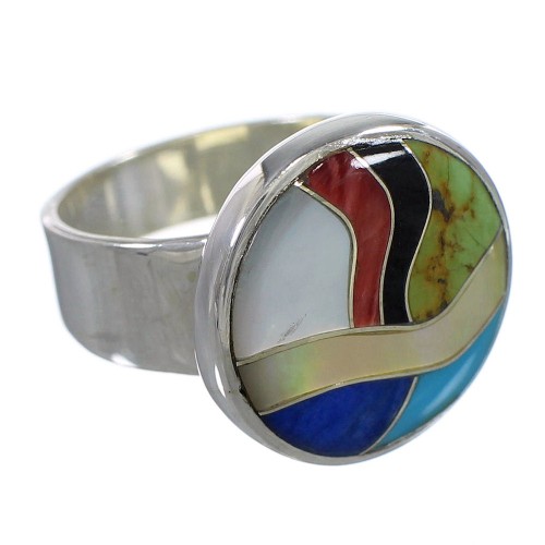 Authentic Sterling Silver Multicolor Southwest Ring Size 7 YX77519