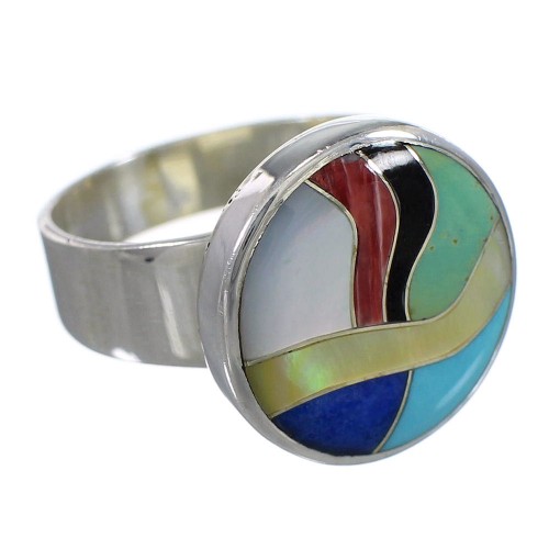 Silver And Multicolor Southwest Ring Size 6-3/4 YX77521