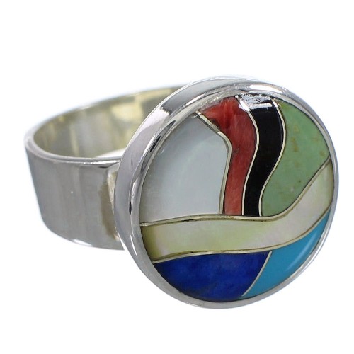 Sterling Silver And Multicolor Southwestern Ring Size 8 YX77525