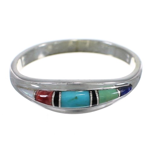 Multicolor Southwestern Genuine Sterling Silver Ring Size 7-1/2 QX78146