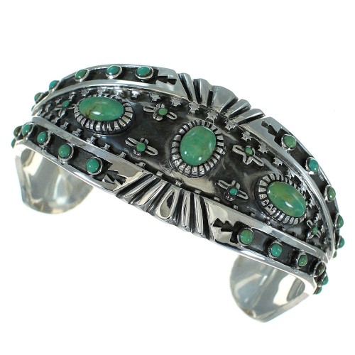 Southwest Sterling Silver And Turquoise Cuff Bracelet RX78364