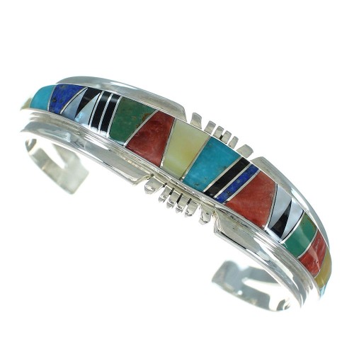 Southwestern Silver Multicolor Jewelry Cuff Bracelet AX78125