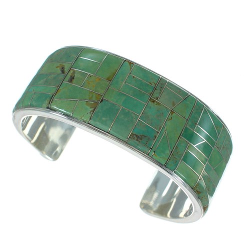 Southwestern Turquoise Inlay Silver Cuff Bracelet AX78007