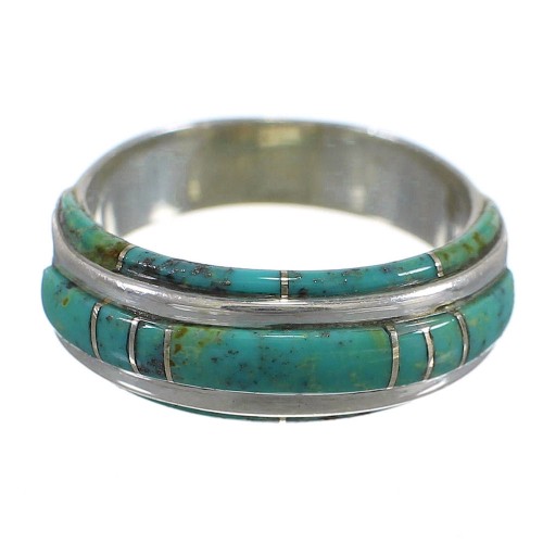 Southwest Authentic Sterling Silver Turquoise Inlay Ring Size 5 YX81346
