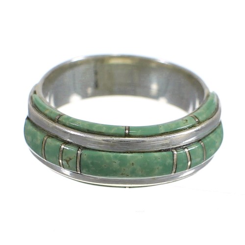 Southwest Turquoise Inlay And Silver Ring Size 5 YX81356