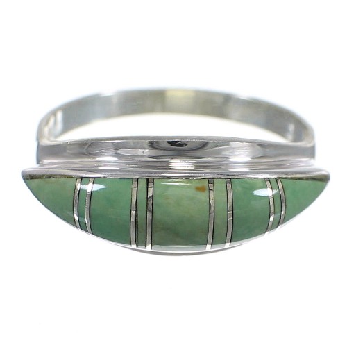 Turquoise Inlay Silver Southwestern Ring Size 6-3/4 YX81375