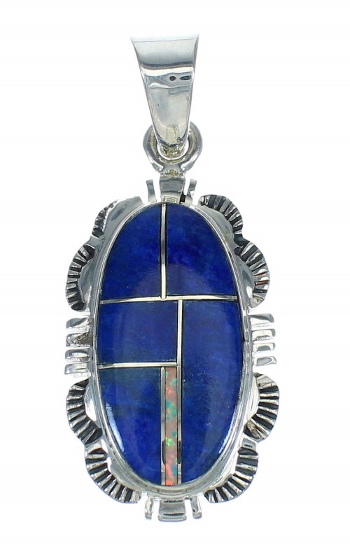 Sterling Silver Lapis And Opal Pendant VX65450