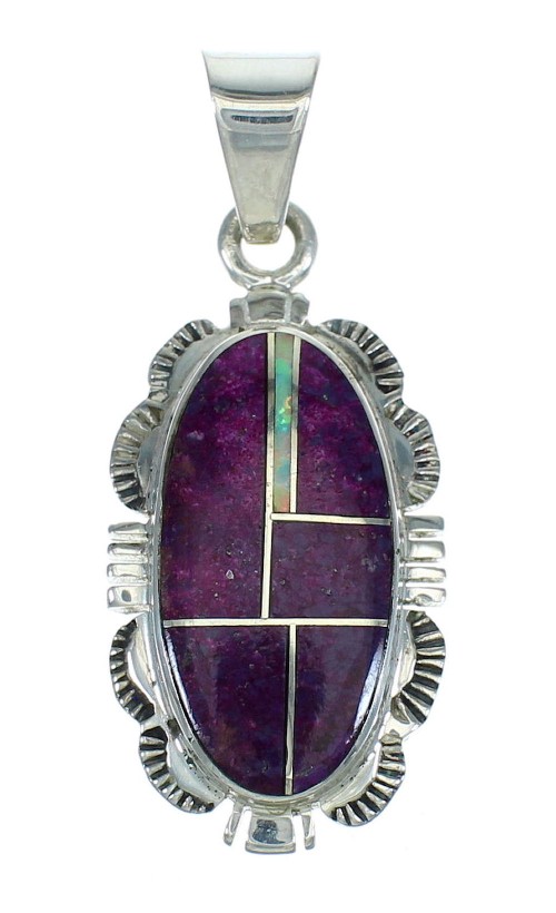 Southwest Sterling Silver Magenta Turquoise And Opal Pendant VX65485