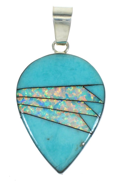 Turquoise Opal Sterling Silver Tear Drop Slide Pendant VX65495