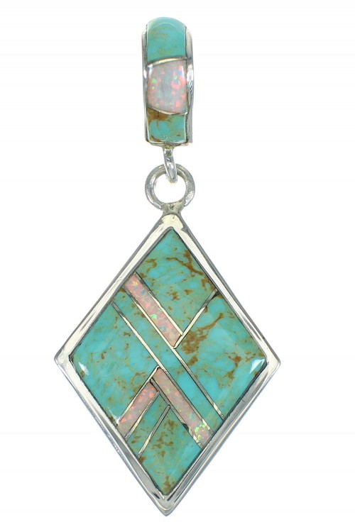 Sterling Silver Turquoise And Opal Slide Pendant VX65496