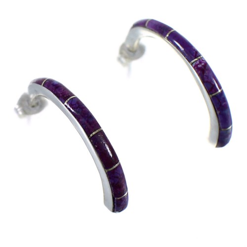 Sterling Silver Magenta Turquoise Southwest Post Hoop Earrings VX65424