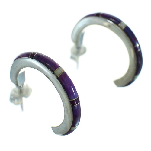 Magenta Turquoise And Opal Sterling Silver Post Hoop Earrings RX66327