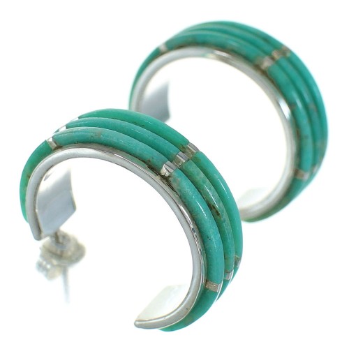 Sterling Silver Turquoise Post Hoop Earrings AX66250