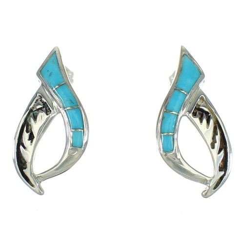 Southwest Turquoise And Sterling Silver Post Earrings WX73883