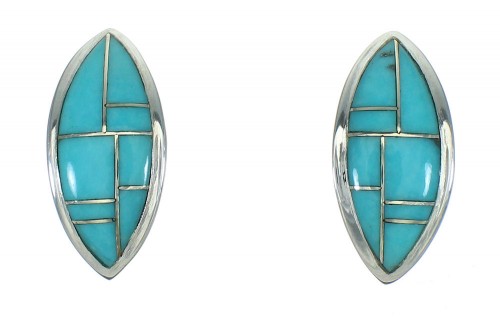 Southwest Genuine Sterling Silver And Turquoise Post Earrings WX73959