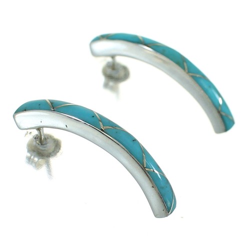 Sterling Silver Turquoise Post Hoop Earrings AX66326