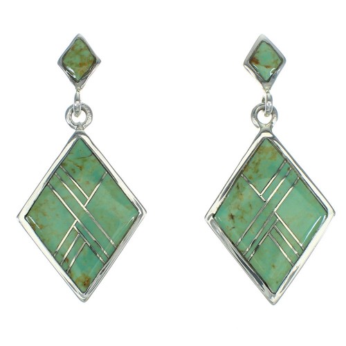 Turquoise Southwest Sterling Silver Post Dangle Earrings AX67609