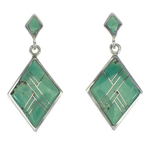 Turquoise Southwest Silver Post Dangle Earrings AX67611