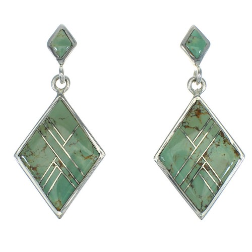 Southwest Silver Turquoise Post Dangle Earrings AX67613