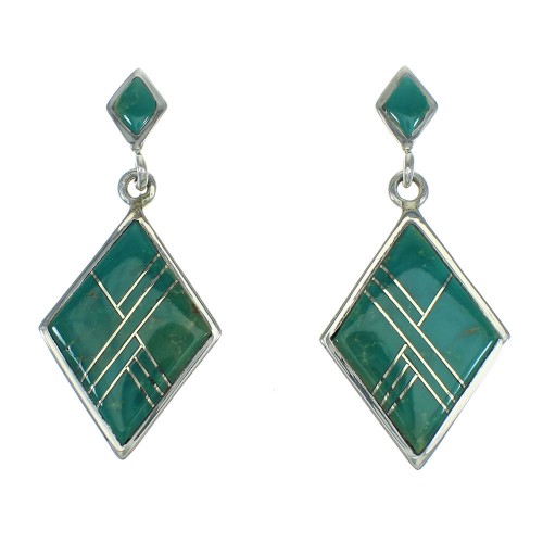 Sterling Silver Southwest Turquoise Inlay Post Dangle Earrings AX67620