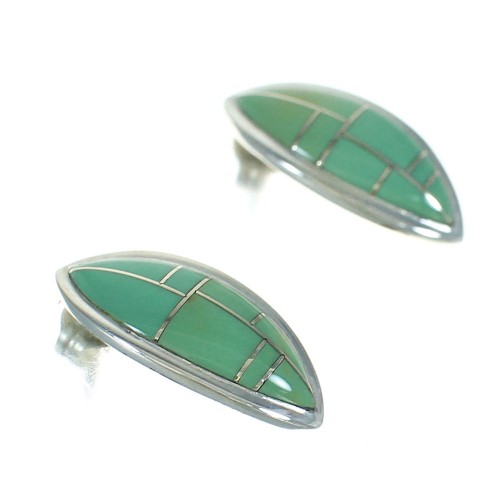 Silver Southwestern Turquoise Inlay Jewelry Post Earrings AX67771