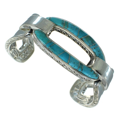 Turquoise Inlay Silver Jewelry Cuff Bracelet AX78227