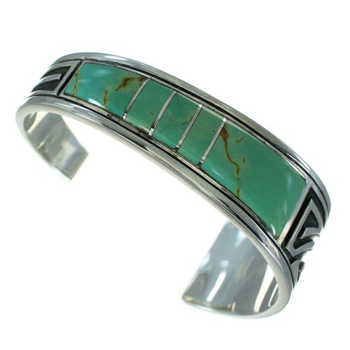 Southwestern Turquoise Sterling Silver Feather Cuff Bracelet AX78279