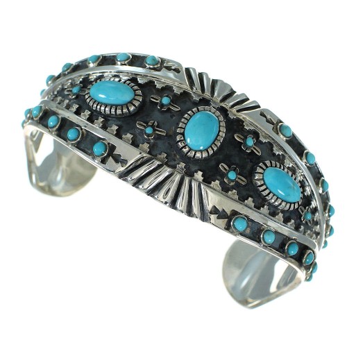 Genuine Sterling Silver Turquoise Southwestern Jewelry Cuff Bracelet AX78333