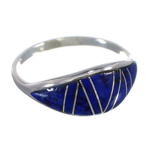 Southwestern Genuine Sterling Silver Lapis Inlay Ring Size 6-3/4 QX68422