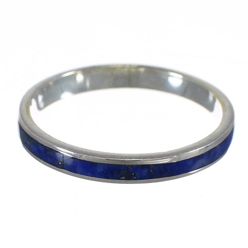 Southwestern Genuine Sterling Silver Lapis Stackable Ring Size 5-1/4 QX68443