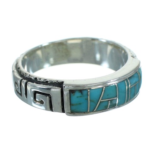 Turquoise Water Wave Sterling Silver Southwest Ring Size 7-3/4 RX68755
