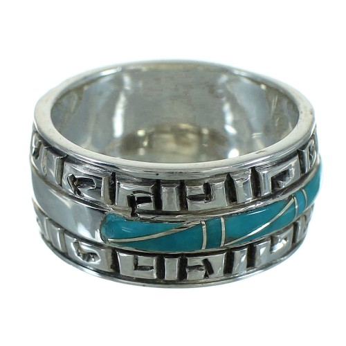 Sterling Silver Water Wave Southwest Turquoise Ring Size 5-3/4 RX68785