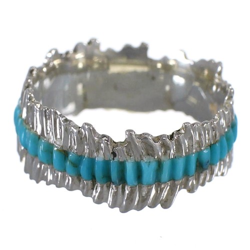 Southwest Sterling Silver Turquoise Inlay Ring Size 5-1/4 QX68991