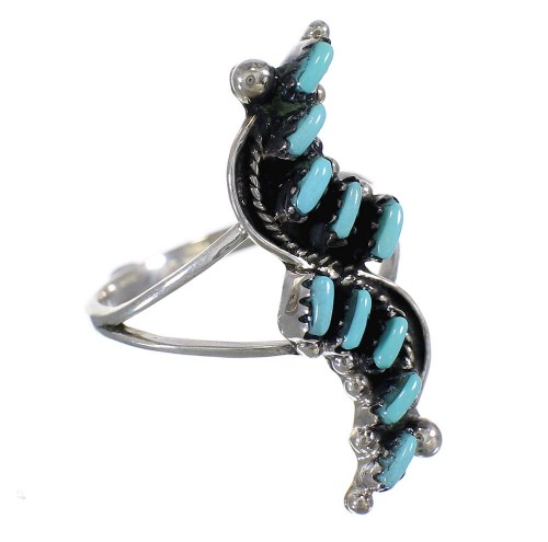 Southwest Sterling Silver And Turquoise Needlepoint Ring Size 7-1/2 YX78610